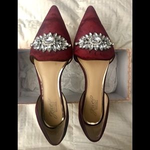 Badgley Mischka Velvet Jeweled flats (8.5)